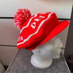 Vintage Detroit Red Wings Red & White Knit Toque Pom Pom Hat - Adult